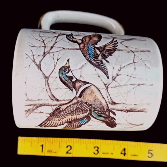 Vintage Otagiri Mug Ducks in Flight Ceramic Mallard 1980s Wabi Sabi - Picture 6 of 11